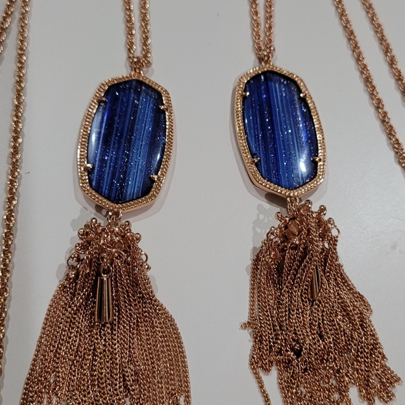 Two Kendra Scott Navy Dusted Glass Rayne Necklaces - Picture 6 of 12